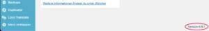 Ein Screenshot zeigt einen Ausschnitt aus dem WordPress-Backend. In der rechten unteren Ecke ist die installierte WordPress-Version (6.8.1) zu sehen, farblich mit einem roten Rahmen markiert.